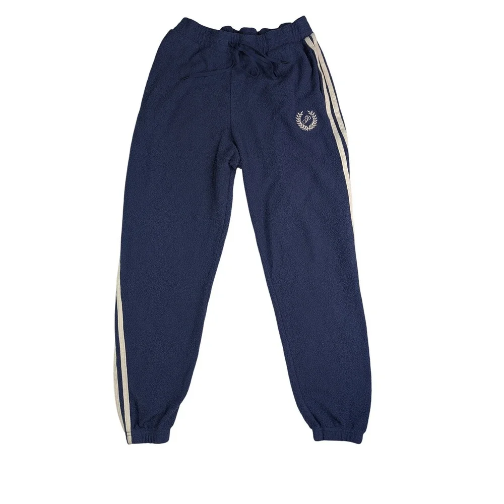 PINK Victoria's Secret Navy Blue Fleece Joggers‎ Striped Sweatpants Small